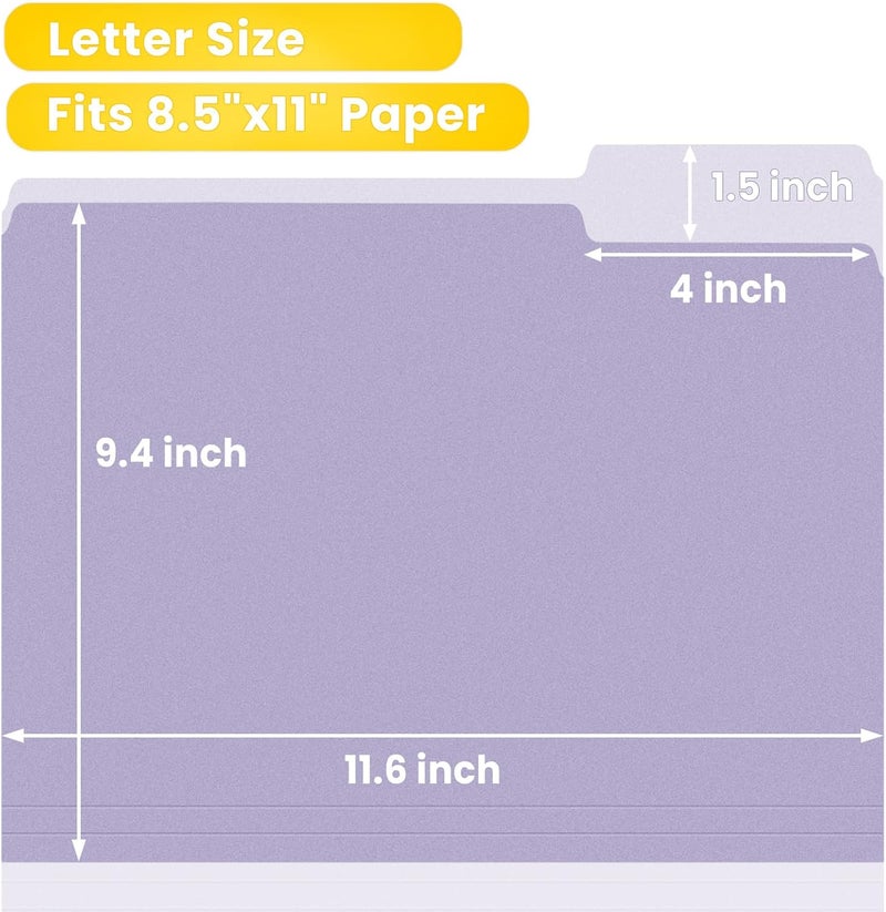 SUNEE File Folders Letter Size 10 Pastel Colors, 100 Pack Manilla Folders 8.5 x 11 1/3-Cut Tabs, Colored File Folders Office Home School for Documents Files Paper - Image 4